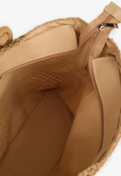 Ciemnobeżowa Torebka Typu Shopper z Plecionki Reviane