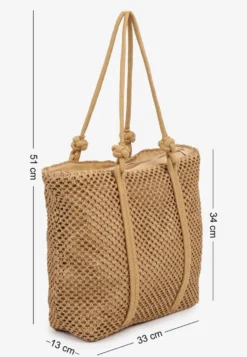 Ciemnobeżowa Torebka Typu Shopper z Plecionki Reviane