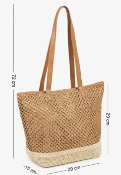 Ciemnobeżowa Torebka Typu Shopper z Plecionką Felarena