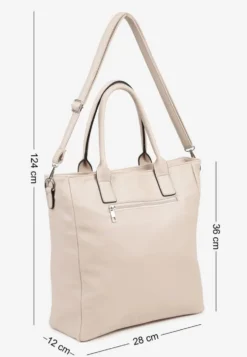 Ciemnobeżowa Torebka Typu Shopper z Paskiem Crossbody Zdobiona Aplikacją Idaniela
