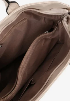 Ciemnobeżowa Torebka Typu Shopper z Paskiem Crossbody Zdobiona Aplikacją Idaniela