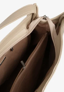 Ciemnobeżowa Torebka w Typie Shopper z Paskiem i Rączką Soreline
