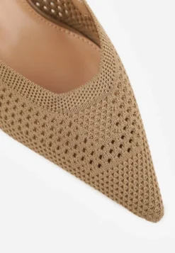 Ciemnobeżowe Ażurowe Sandały na Szpilce Slingback Erilise