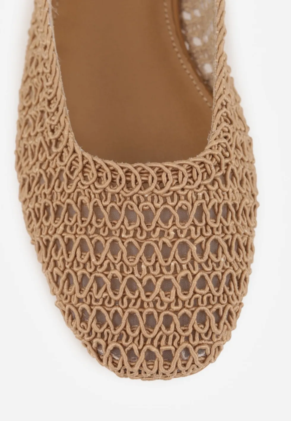 Ciemnobeżowe Balerinki Slingback VICES z Cholewką z Plecionki Lilinova