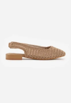 Ciemnobeżowe Balerinki Slingback VICES z Cholewką z Plecionki Lilinova