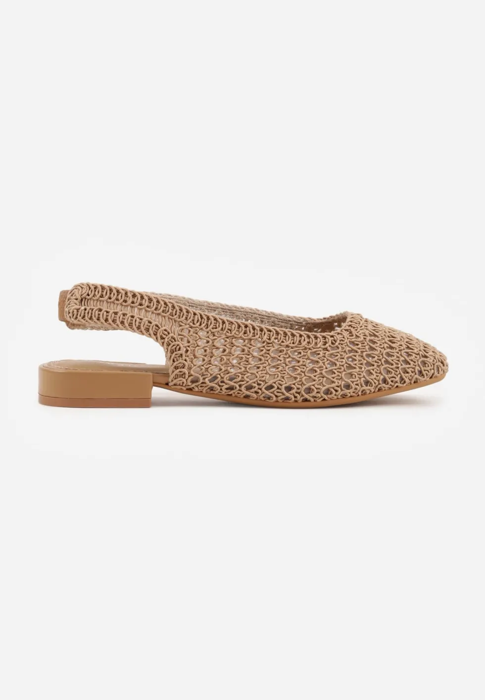 Ciemnobeżowe Balerinki Slingback VICES z Cholewką z Plecionki Lilinova