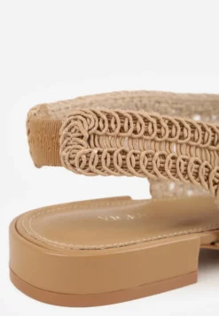 Ciemnobeżowe Balerinki Slingback VICES z Cholewką z Plecionki Lilinova