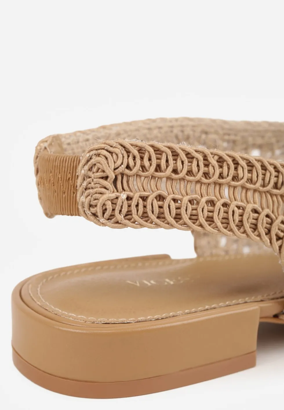 Ciemnobeżowe Balerinki Slingback VICES z Cholewką z Plecionki Lilinova