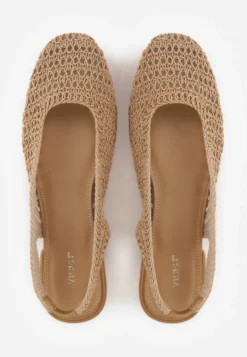 Ciemnobeżowe Balerinki Slingback VICES z Cholewką z Plecionki Lilinova
