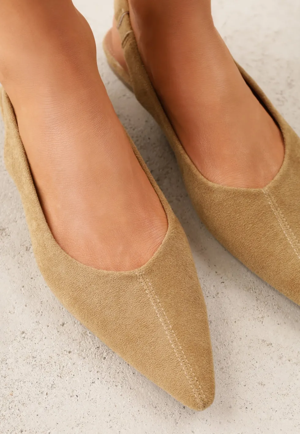 Ciemnobeżowe Balerinki Typu Slingback Diarin