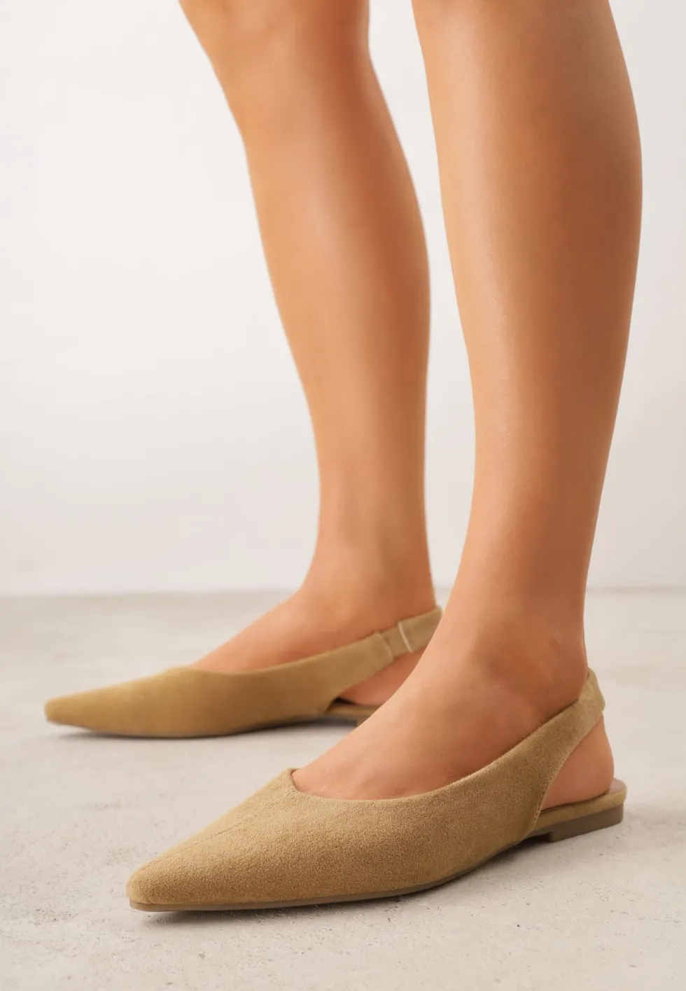 Ciemnobeżowe Balerinki Typu Slingback Diarin