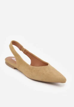Ciemnobeżowe Balerinki Typu Slingback Diarin