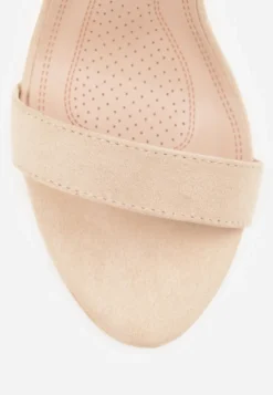 Ciemnobeżowe Basicowe Sandały Vices na Platformie i Słupku Taeli