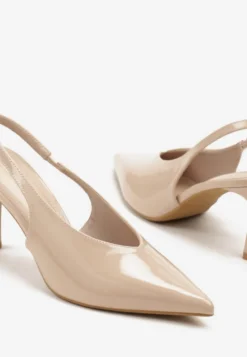 Ciemnobeżowe Czółenka Sandały Slingback Vices na Obcasie Typu Szpilka Tilionea