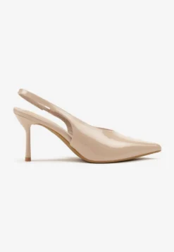 Ciemnobeżowe Czółenka Sandały Slingback Vices na Obcasie Typu Szpilka Tilionea