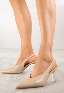 Ciemnobeżowe Czółenka Sandały Vices na Szpilce Slingback Kolliva