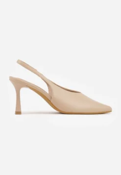 Ciemnobeżowe Czółenka Sandały Vices na Szpilce Slingback Kolliva