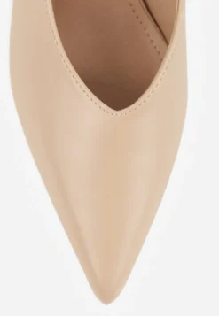 Ciemnobeżowe Czółenka Sandały Vices na Szpilce Slingback Kolliva