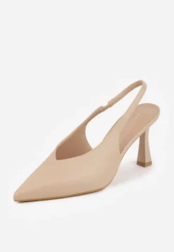 Ciemnobeżowe Czółenka Sandały Vices na Szpilce Slingback Kolliva