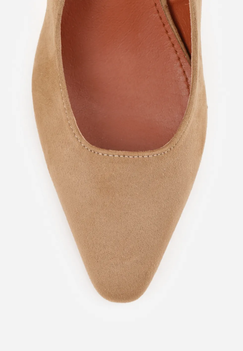 Ciemnobeżowe Czółenka VICES Slingback na Geometrycznym Słupku Messeleia