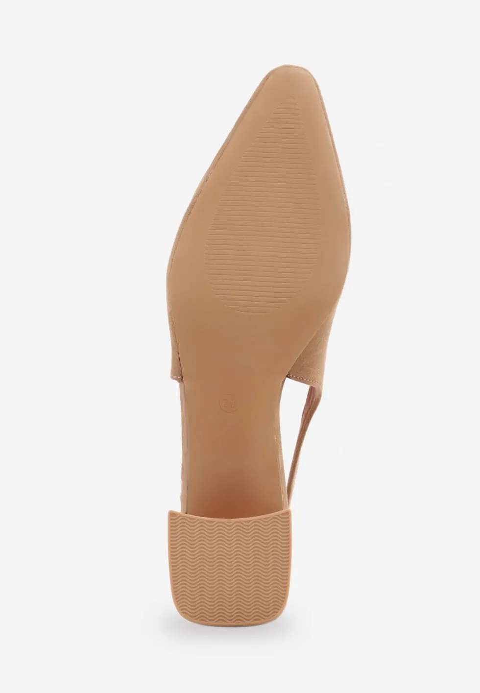 Ciemnobeżowe Czółenka VICES Slingback na Geometrycznym Słupku Messeleia