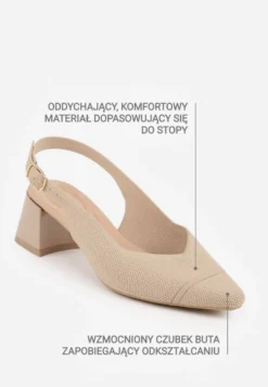 Ciemnobeżowe Czółenka VICES Soft Fit Slingback na Lakierowanym Słupku z Elastyczną Cholewką Comfort Coromenis