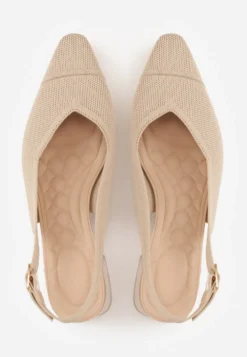 Ciemnobeżowe Czółenka VICES Soft Fit Slingback na Lakierowanym Słupku z Elastyczną Cholewką Comfort Coromenis