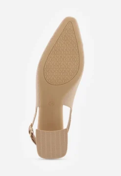 Ciemnobeżowe Czółenka VICES Soft Fit Slingback na Lakierowanym Słupku z Elastyczną Cholewką Comfort Coromenis
