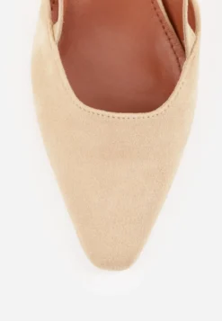 Ciemnobeżowe Czółenka VICES w Stylu Slingback na Słupku Synossia