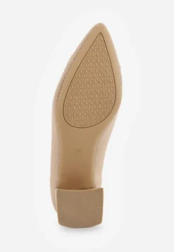 Ciemnobeżowe Czółenka VICES z Dzianiny na Geometrycznym Słupku z Wkładką Soft-Step Daphilane
