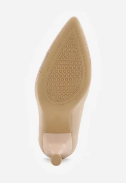 Ciemnobeżowe Dzianinowe Szpilki VICES z Wkładką Soft-Pillow i Miękkim Zapiętkiem Thene