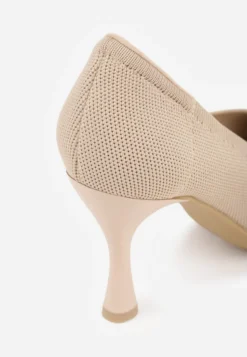 Ciemnobeżowe Dzianinowe Szpilki VICES z Wkładką Soft-Pillow i Miękkim Zapiętkiem Thene