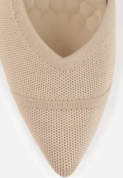 Ciemnobeżowe Dzianinowe Szpilki VICES z Wkładką Soft-Pillow i Miękkim Zapiętkiem Thene