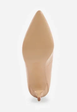 Ciemnobeżowe Eleganckie Czółenka na Szpilce z Wkładką ze Skóry Naturalnej Lerianna
