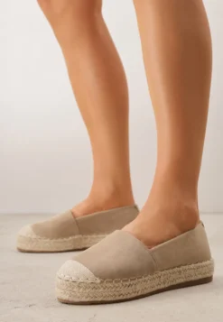 Ciemnobeżowe Espadryle VICES w Klasycznym Stylu na Platformie z Plecionką Cherimare
