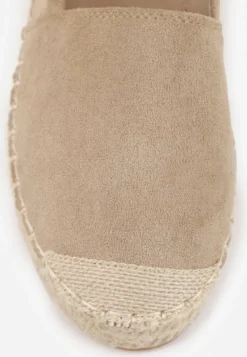 Ciemnobeżowe Espadryle VICES w Klasycznym Stylu na Platformie z Plecionką Cherimare