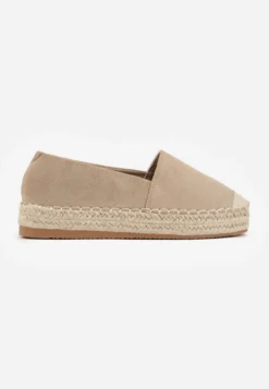 Ciemnobeżowe Espadryle VICES w Klasycznym Stylu na Platformie z Plecionką Cherimare