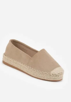 Ciemnobeżowe Espadryle VICES w Klasycznym Stylu na Platformie z Plecionką Cherimare