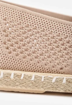 Ciemnobeżowe Espadryle z Plecioną Cholewką przed Kostkę Mokosa