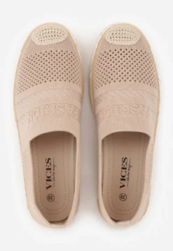 Ciemnobeżowe Espadryle z Plecioną Cholewką przed Kostkę Mokosa
