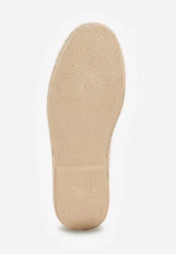 Ciemnobeżowe Espadryle z Plecioną Cholewką przed Kostkę Mokosa