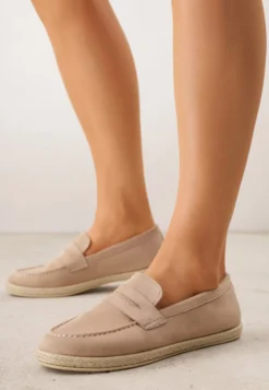Ciemnobeżowe Mokasyny z Plecionką w Stylu Boho Galenatea