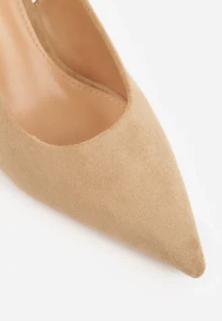 Ciemnobeżowe Sandały na Szpilce w Stylu Slingback Tarosie