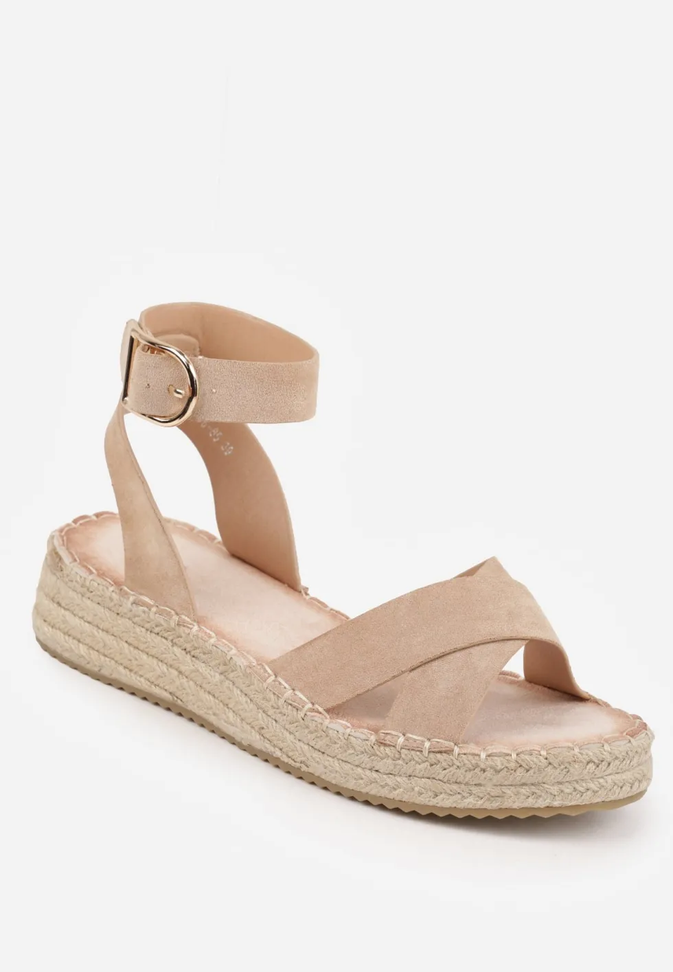 Ciemnobeżowe Sandały z Plecionki w Stylu Boho VICES z Paskami w Kształcie X Nahmala