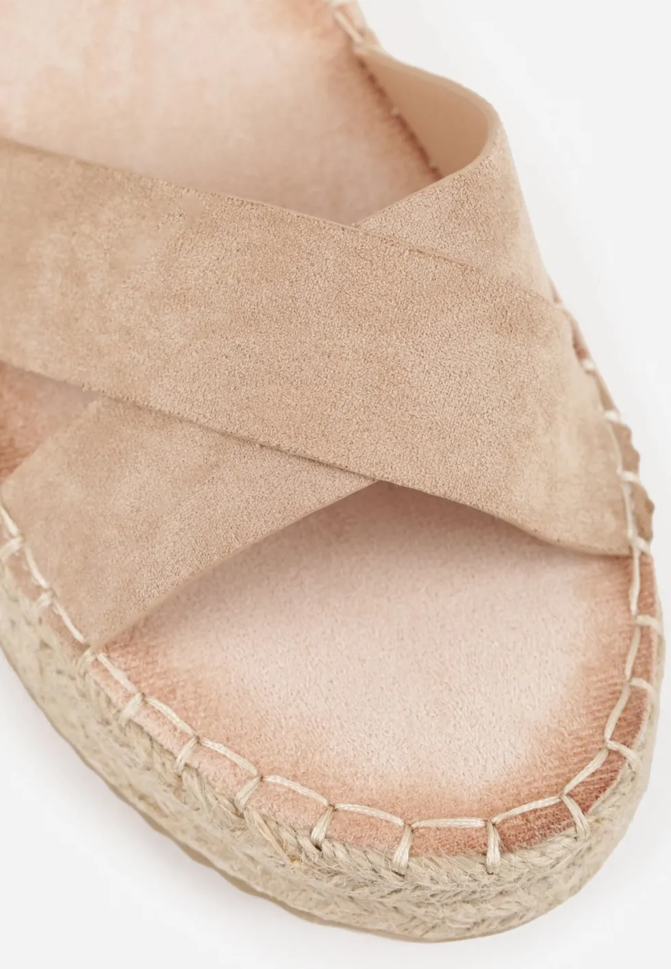 Ciemnobeżowe Sandały z Plecionki w Stylu Boho VICES z Paskami w Kształcie X Nahmala