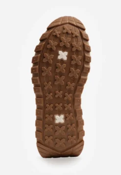 Ciemnobeżowe Sneakersy na Platformie z Geometrycznym Motywem Tillia