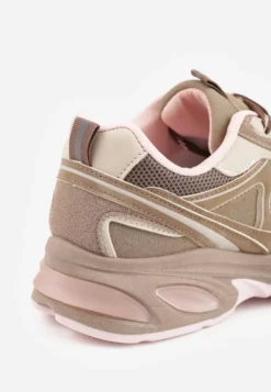 Ciemnobeżowe Sneakersy na Platformie Ozdobione Odblaskowymi Elementami Eglantina
