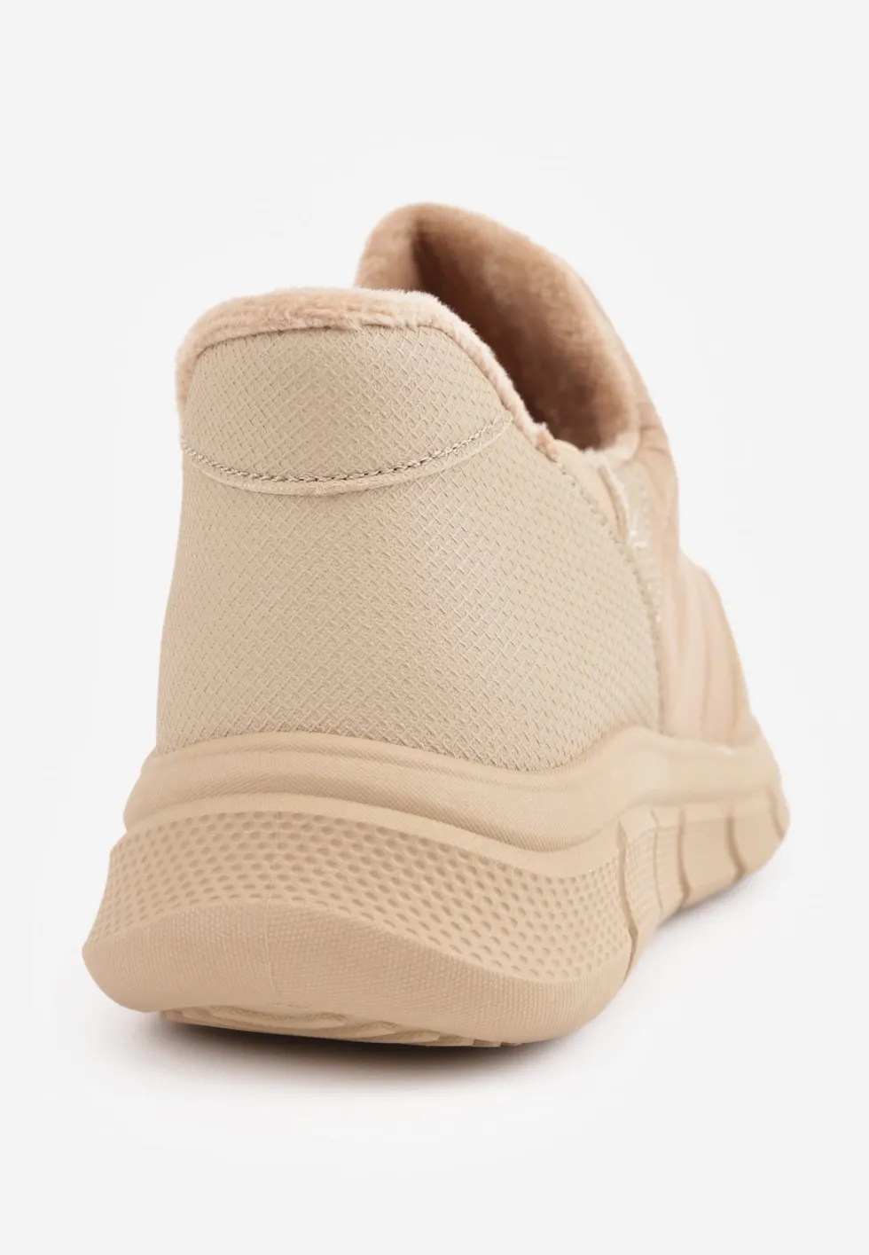 Ciemnobeżowe Sneakersy Śniegowce na Platformie z Tłoczeniem i Pikowaną Cholewką Vermina