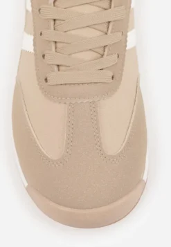 Ciemnobeżowe Sneakersy Ozdobione Dwoma Paskami Lannatea