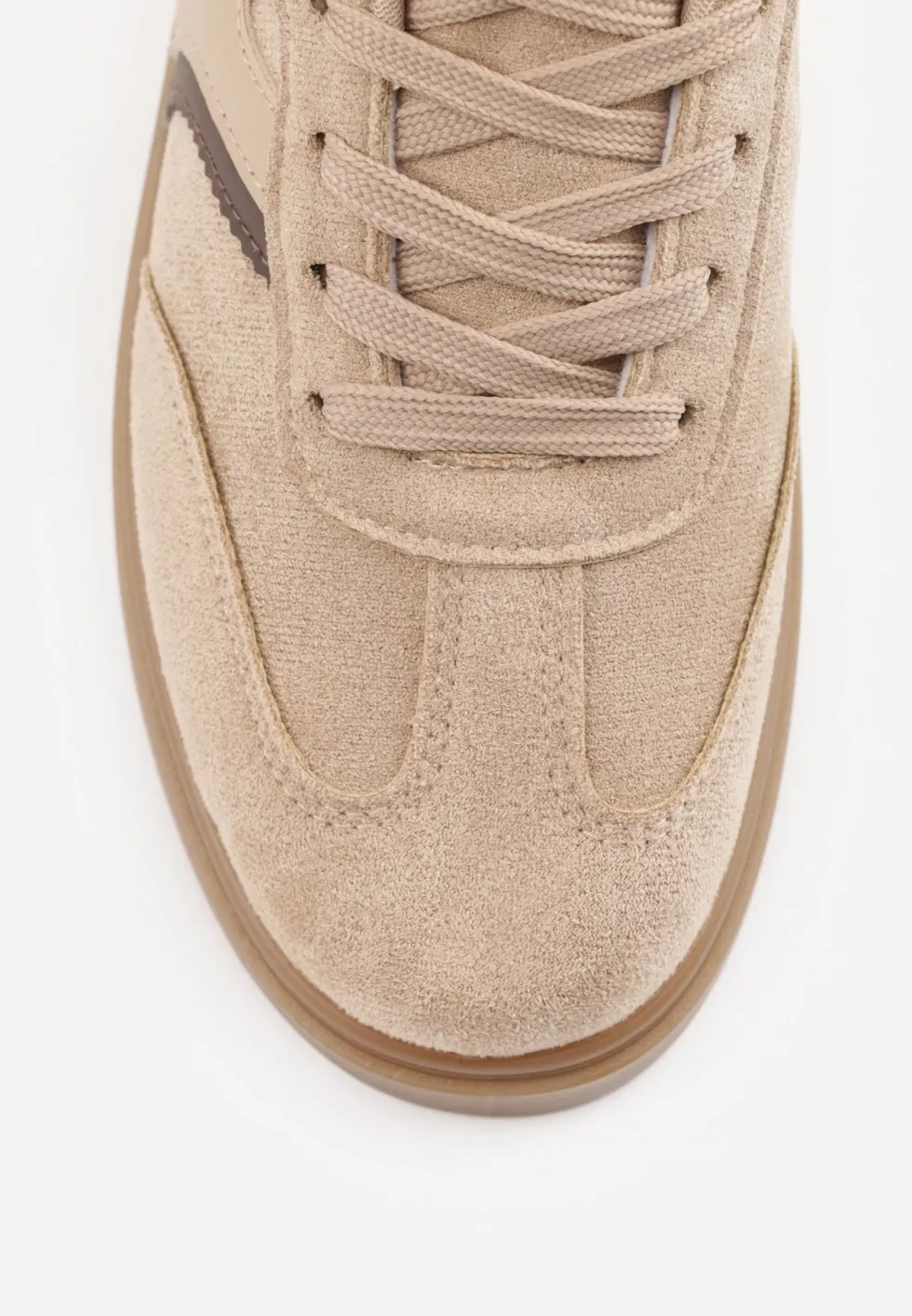 Ciemnobeżowe Sneakersy przed Kostkę z Ozdobnymi Detalami Emmasta
